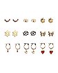 Multi-Pack Gold Plated Assorted Charm and Hoop Earrings- 9 Pairs