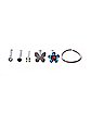 Multi-Pack CZ Butterfly Flower Nose Pins and Hoop Nose Ring 6 Pack - 20 Gauge