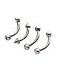 Multi-Pack CZ and Spike Curved Barbells 4 Pack - 16 Gauge