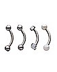 Multi-Pack CZ and Faux Pearl Curved Barbells 4 Pack - 16 Gauge