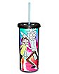Tie Dye Rick and Morty Cup with Straw - 20 oz,.