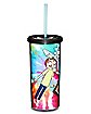 Tie Dye Rick and Morty Cup with Straw - 20 oz,.