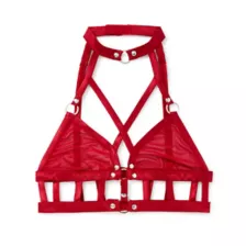 Strappy Red Mesh Bralette at Spencer's