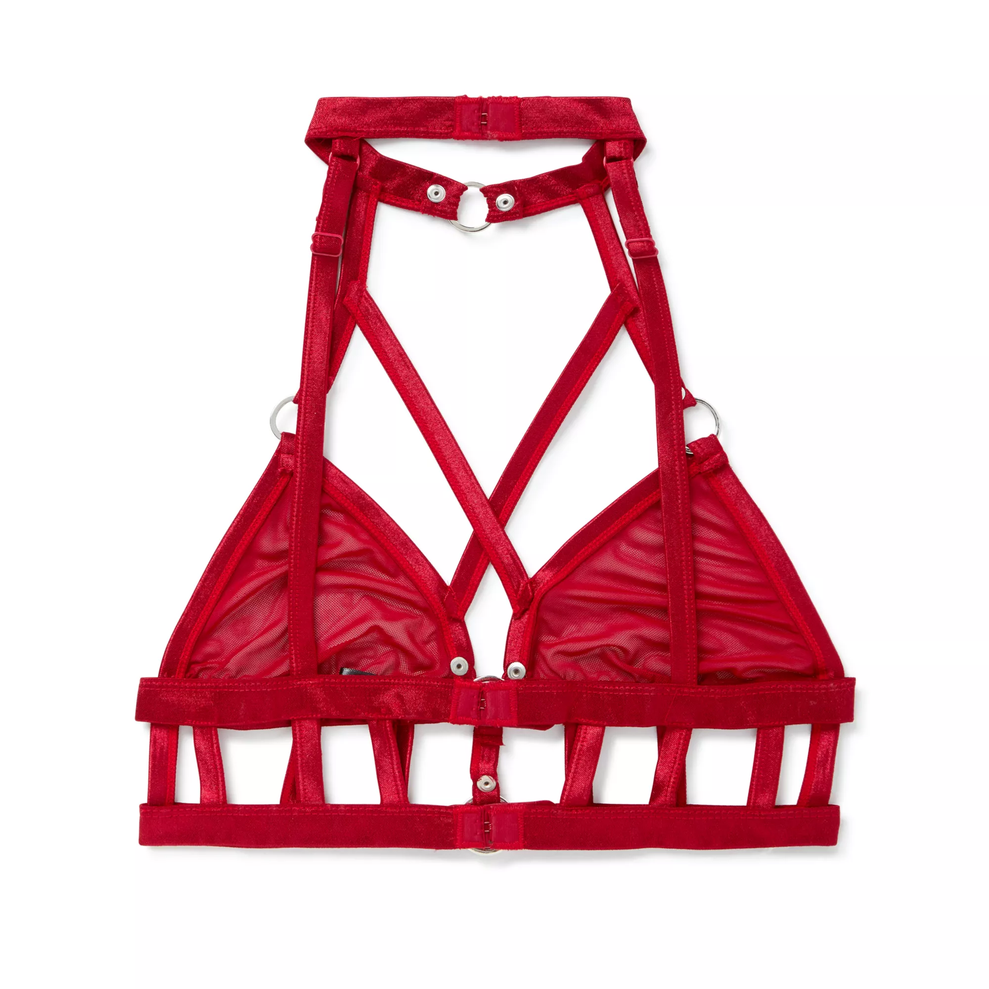 Strappy Red Mesh Bralette at Spencer's