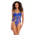 Royal Blue Lace Cutout Bodysuit at Spencer's