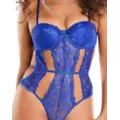 Royal Blue Lace Cutout Bodysuit at Spencer's