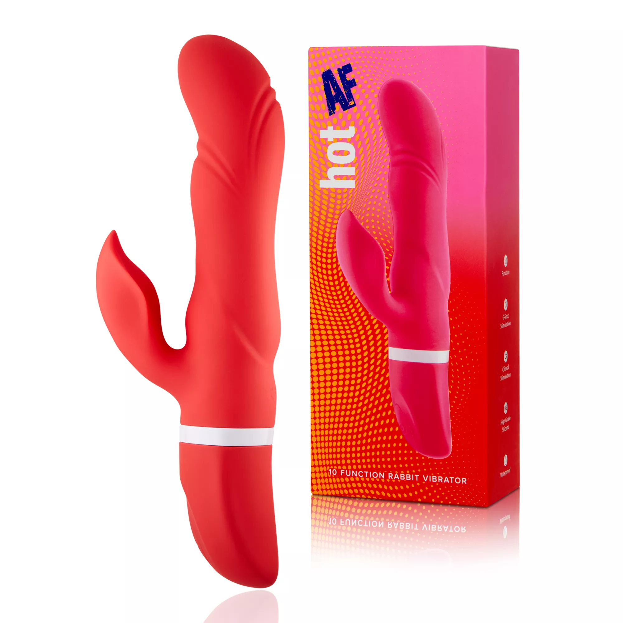 Red Hot AF 10-Function Waterproof Rabbit Vibrator - 9 Inch