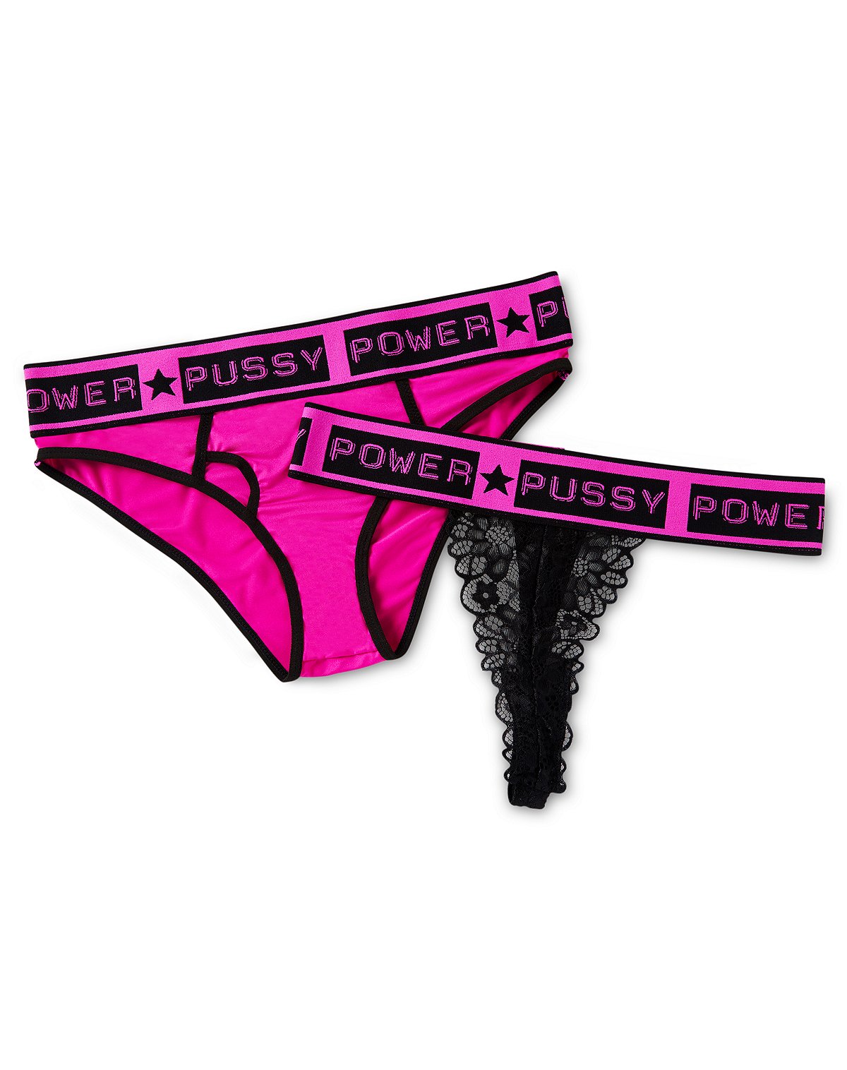 Pussy Power Thong Panties 2 Pack