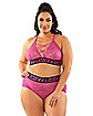 Plus Size Thicc Lace Bralette and Thong Panties Set