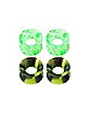 Multi-Pack Glow in the Dark Green and Black Tunnel Plugs - 2 Pair