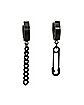 Chain and Safety Pin Mismatched Dangle Huggie Hoop Earrings - 18 Gauge