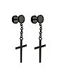 Black Cross Chain Dangle Fake Plugs - 18 Gauge