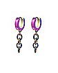 Purple Ombre Chain Huggie Hoop Earrings - 18 Gauge