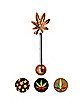 Weed Leaf Rose Goldplated Barbell with Extra Balls - 14 Gauge