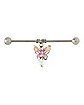 Butterfly Charm Industrial Barbell - 14 Gauge