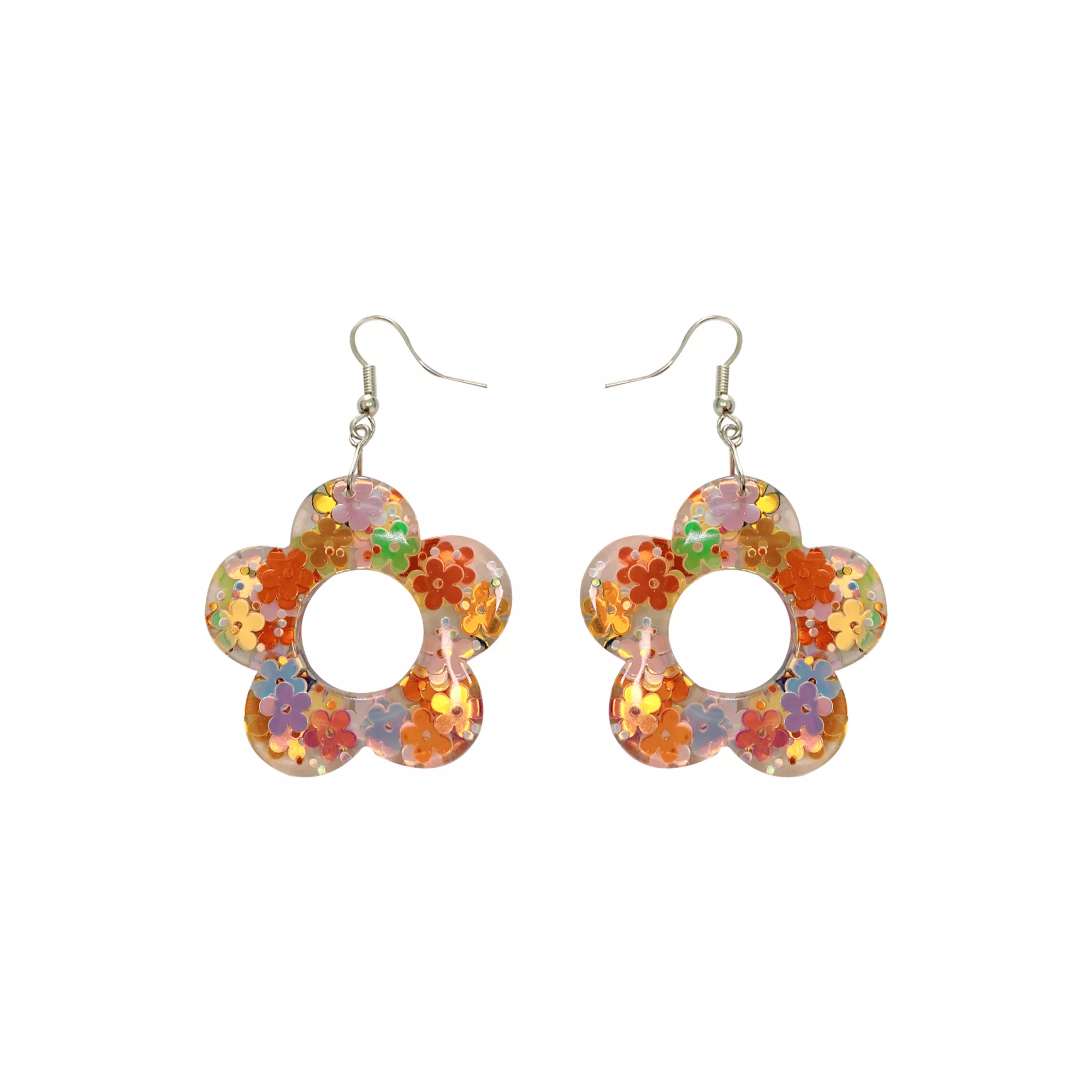 Glitter Flower Dangle Earrings at Spencer's