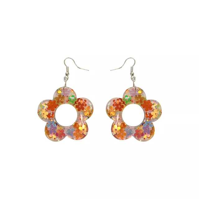 Glitter Flower Dangle Earrings at Spencer's