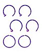 Multi-Pack Purple Hoop Nose Rings 6 Pack - 20 Gauge