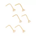 Multi-Pack Prong CZ Gold-Plated L-Bend Nose Rings - 6 Pack at Spencer's