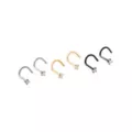 Multi-Pack Titanium CZ Silvertone Goldtone and Black Screw Nose Rings 6 Pack - 20 Gauge at Spencer's
