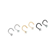 Multi-Pack Titanium CZ Silvertone Goldtone and Black Screw Nose Rings 6 Pack - 20 Gauge at Spencer's