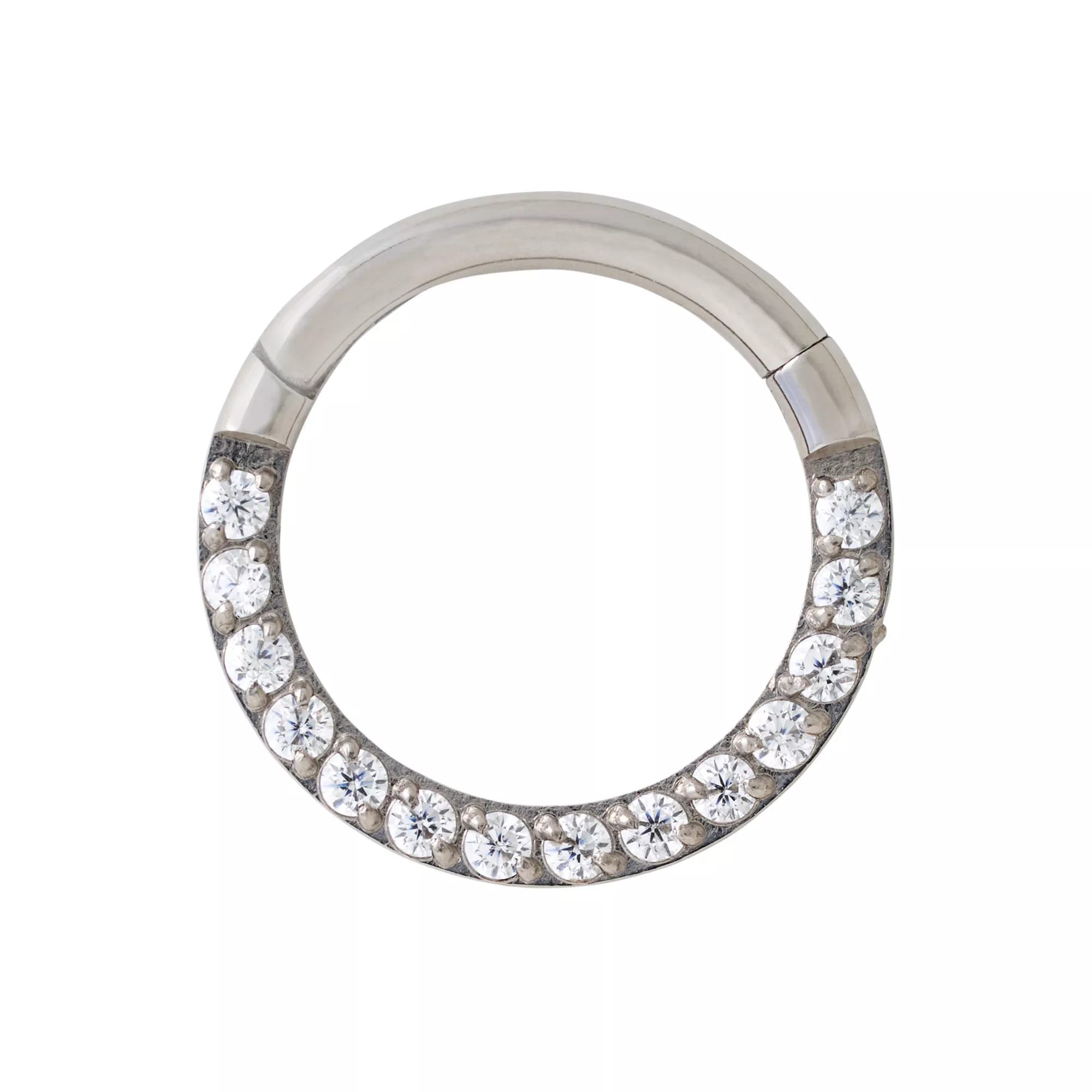 Titanium CZ Hinged Hoop Ring at Spencer's