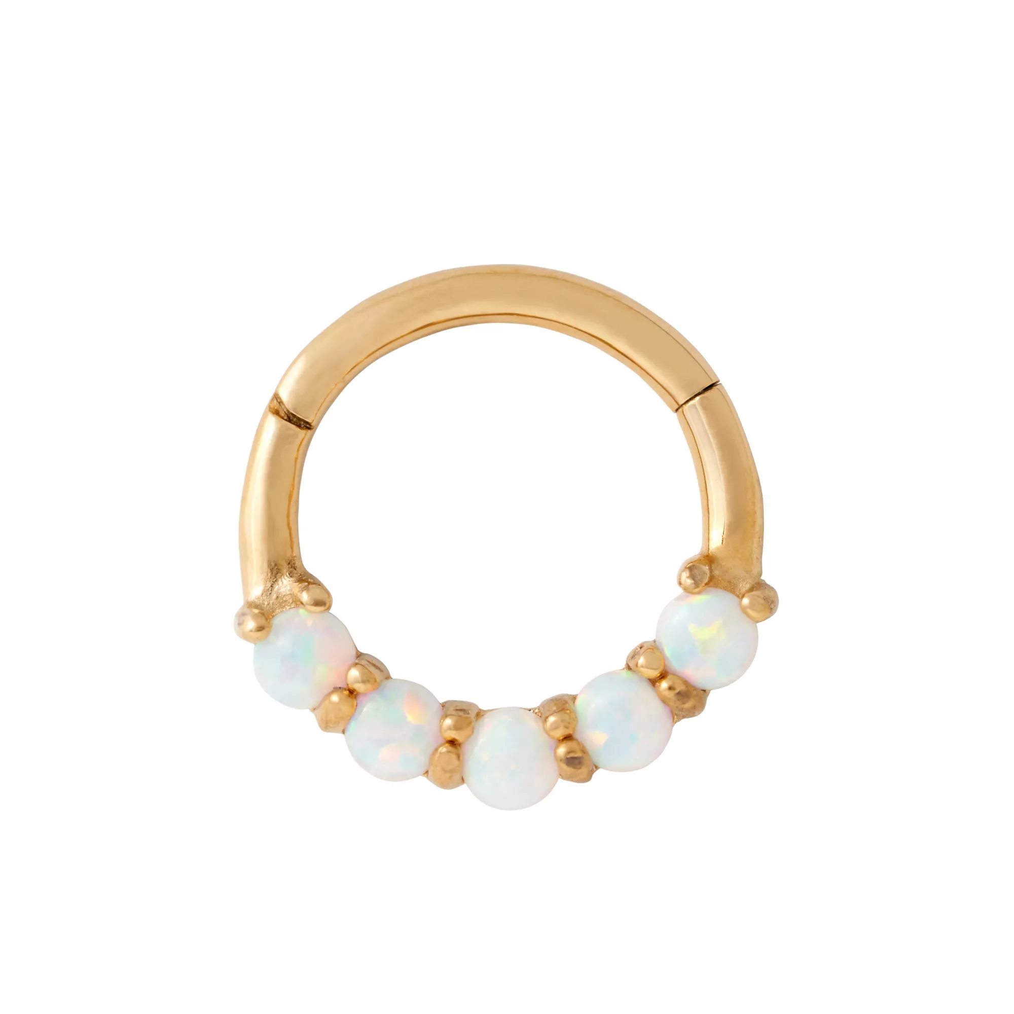 Goldtone Opal-Effect Hinged Hoop Ring - 16 Gauge at Spencer's