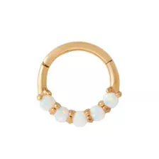 Goldtone Opal-Effect Hinged Hoop Ring - 16 Gauge at Spencer's