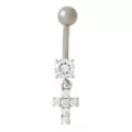 CZ Titanium Cross Belly Ring - 14 Gauge at Spencer's