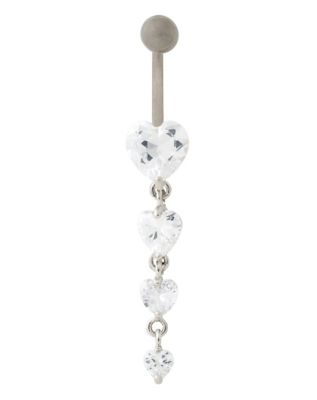 CZ Titanium Heart Dangle Belly Ring - 14 Gauge - Spencer's