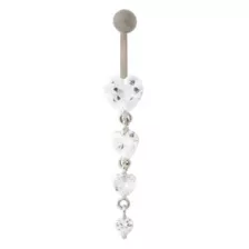 CZ Heart Tiers Titanium Dangle Belly Ring - 14 Gauge at Spencer's