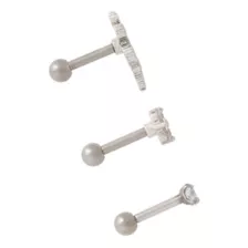 Multi-Pack CZ Snake Silver-Tone Titanium Cartilage Earrings 3 Pack at Spencer's