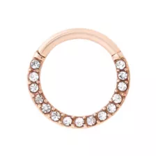 Rose Goldtone CZ Hinge Hoop Ring - 16 Gauge at Spencer's