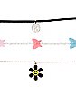 Ying Yang Butterfly Flower Layered Choker Necklace