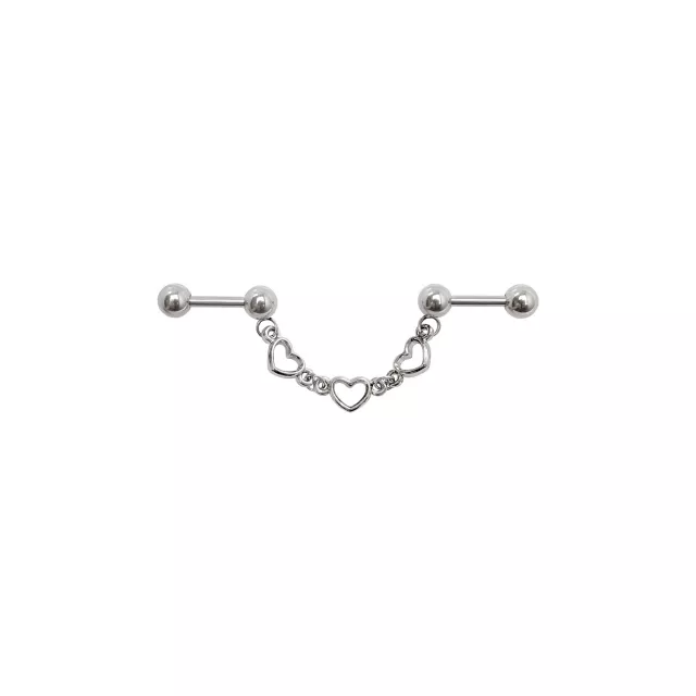 Cut Out Heart Chain Industrial Barbell - 14 Gauge at Spencer's