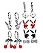 Multi-Pack Assorted Red and Black Playboy Bunny Dangle Earrings - 6 Pack