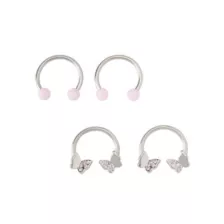 Multi-Pack CZ Pink Butterfly Horseshoe Rings - 2 Pairs at Spencer's