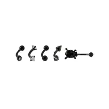 Multi-Pack CZ Black Skull Curved Barbells 5 Pack - 16 Gauge at Spencer's