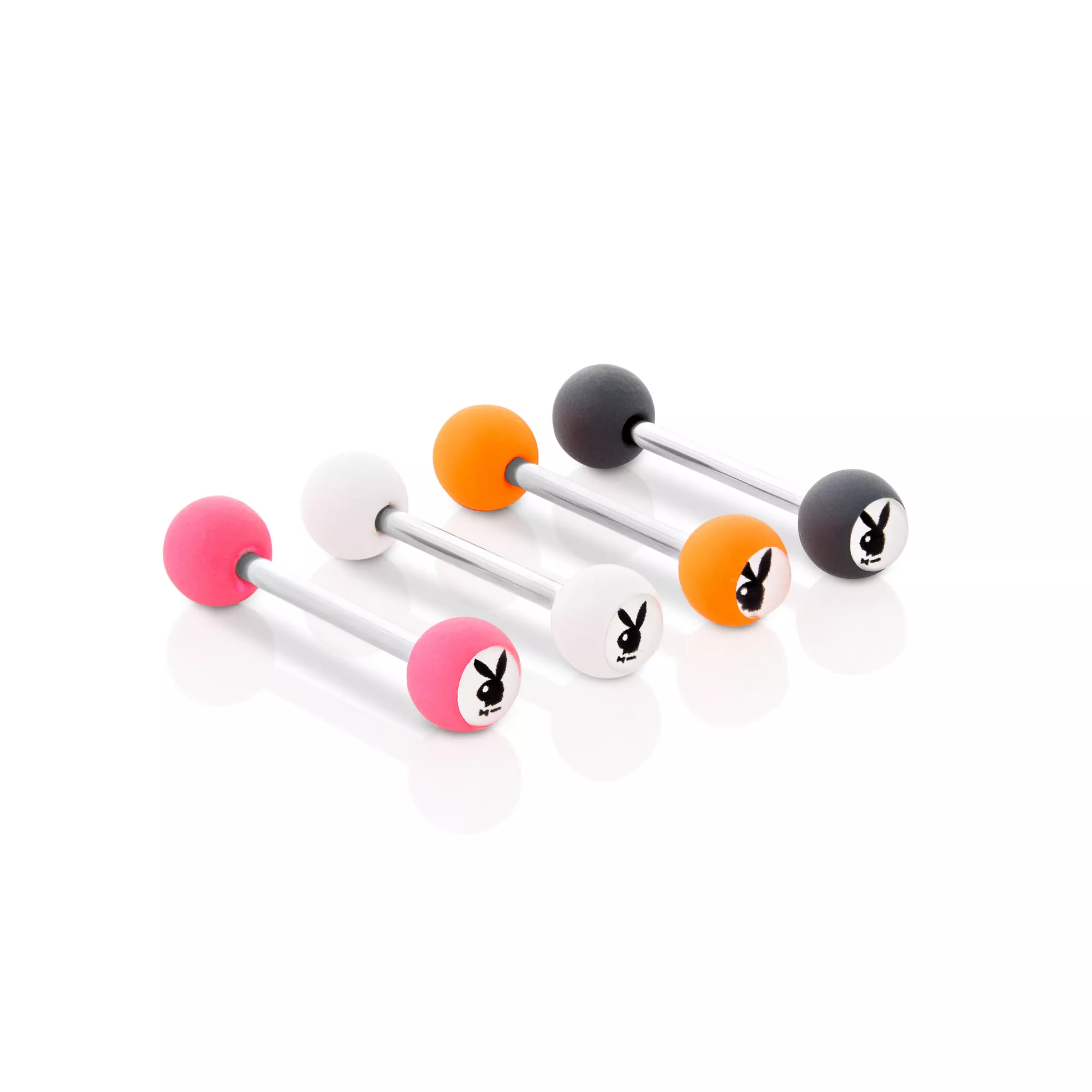 Multi-Pack Multi-Color Matte Playboy Bunny Barbells 4 Pack - 14 Gauge at Spencer's