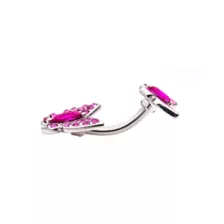 CZ Pink Butterfly Belly Ring - 14 Gauge at Spencer's