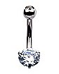 Round Prong CZ Belly Ring - 14 Gauge