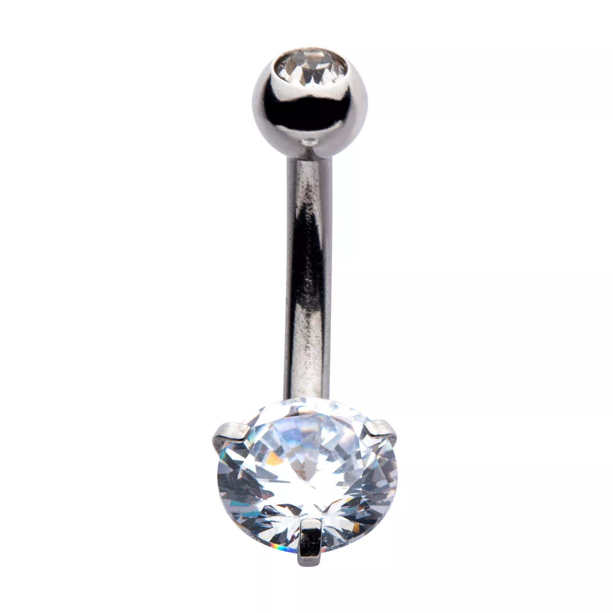 Round Prong CZ Belly Ring - 14 Gauge at Spencer's