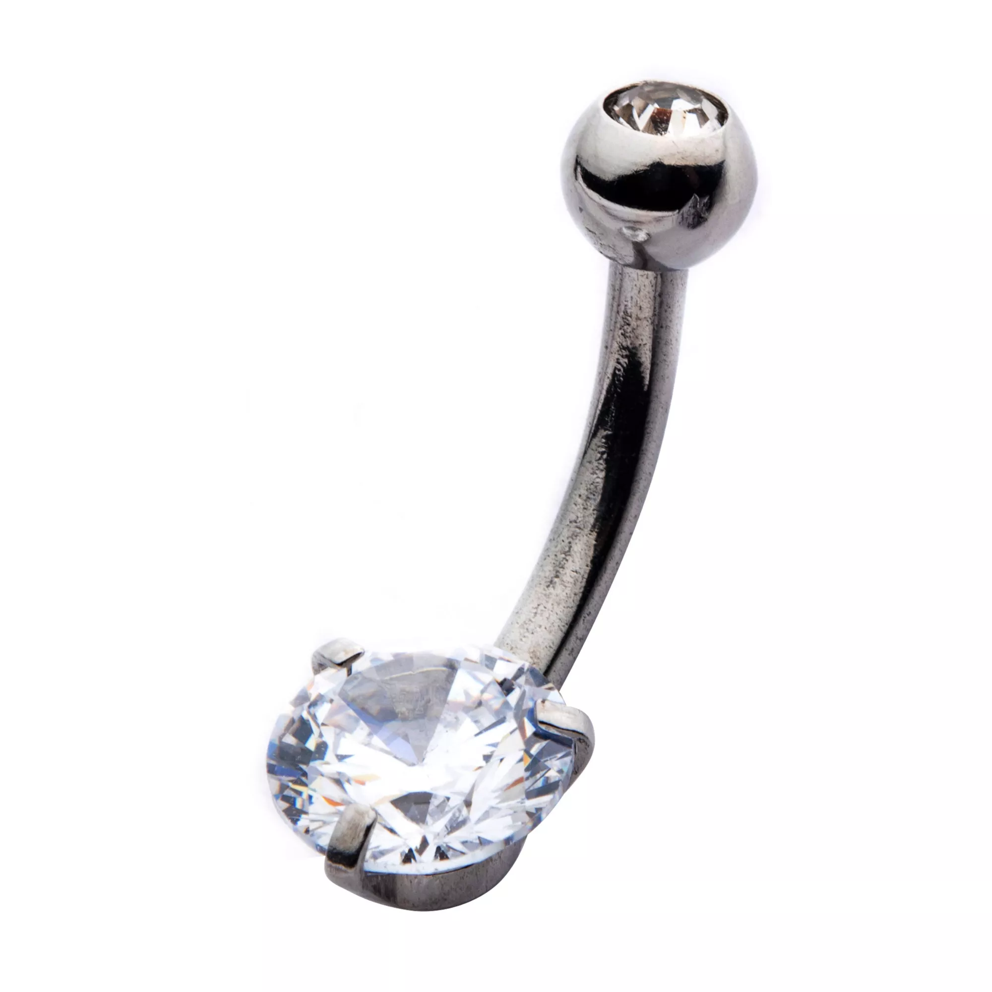 Round Prong CZ Belly Ring - 14 Gauge at Spencer's