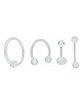 Multi-Pack Retainer Horseshoe Ring Captive Ring Curved Barbell and Labret Lip Ring 4 Pack - 16 Gauge