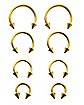 Multi-Pack Goldtone Spike Horseshoe Rings 8 Pack - 16 Gauge
