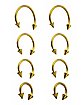 Multi-Pack Goldtone Spike Horseshoe Rings 8 Pack - 16 Gauge