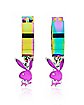 Playboy Bunny Rainbow Huggie Hoop Dangle Earrings - 20 Gauge