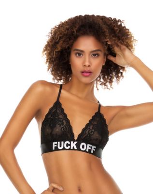 Black Lace Fuck Off Bralette - Spencer's