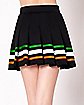 Black Irish Flag Pleated Mini Skirt