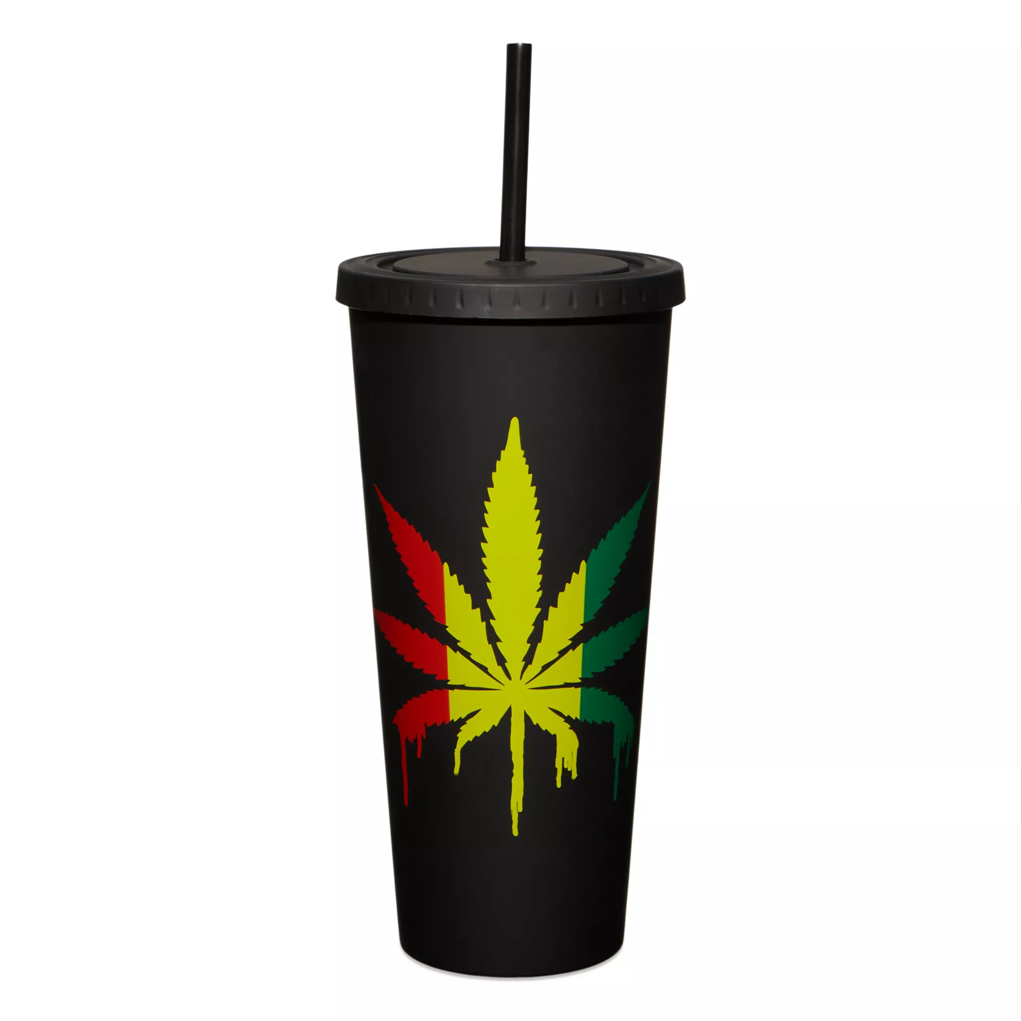Rasta Drippy Weed Leaf Cup With Straw - 20 oz. at Spencer's